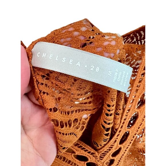 Chelsea28 Brown Orange Boho Lace Cover-Up Maxi Dress  NWT - Size M - Picture 3 of 6